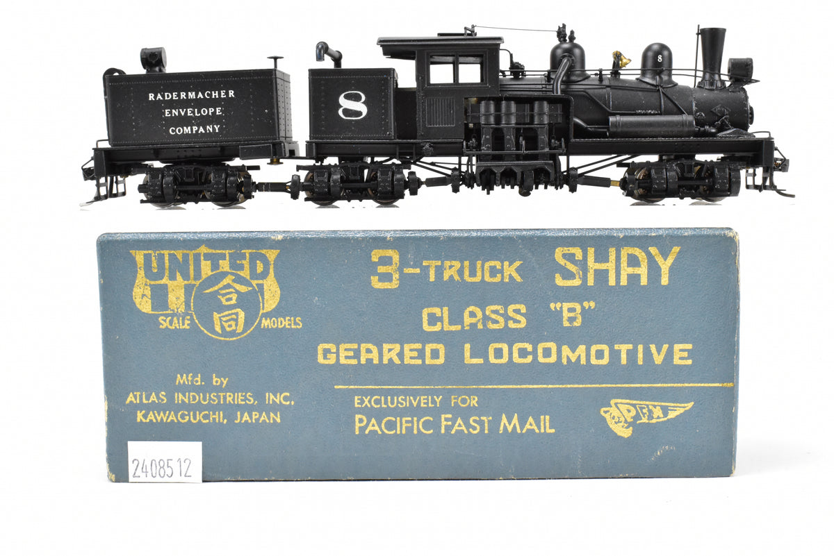 HO Brass PFM - United Various Roads 3-Truck Shay Class B Geared Locomotive  CP Private Road