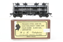 Load image into Gallery viewer, HO Brass W&R Enterprises NP - Northern Pacific Pressed Steel Car Co. High Walkway Four Dome 8,000 Gallon Tank Car Custom Painted & Weathered No. 101141
