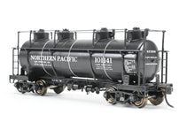 Load image into Gallery viewer, HO Brass W&R Enterprises NP - Northern Pacific Pressed Steel Car Co. High Walkway Four Dome 8,000 Gallon Tank Car Custom Painted & Weathered No. 101141