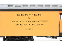 Load image into Gallery viewer, On3 Brass PSC - Precision Scale Co. D&RGW - Denver & Rio Grande Western Baggage Car Factory Painted No. 126, 1950's-1960's "Silverton" Scheme