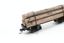 Load image into Gallery viewer, HOn3 Micro-Trains Various Roads 30’ Skeleton Log Car With Load