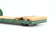 Load image into Gallery viewer, O On3 Brass The Car Works Various Roads Goose Neck Low Boy Logging Trailer FP Green