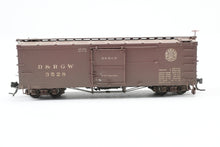 Load image into Gallery viewer, HOn3 Blackstone Models D&RGW - Denver & Rio Grande Western 30' Box Car Moffat Tunnel No. 3528 Weathered DAMAGED BRAKE WHEEL