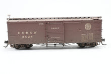 Load image into Gallery viewer, HOn3 Blackstone Models D&RGW - Denver & Rio Grande Western 30' Box Car Moffat Tunnel No. 3528 Weathered DAMAGED BRAKE WHEEL