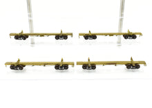 Load image into Gallery viewer, HO Brass Far East Distributors Various Roads 43' Skeleton Log Cars 4-Pack With Kadee Trucks #1