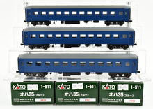 Load image into Gallery viewer, J Scale CON Kato JNR - Japanese National Railways OHA-35 Set of 3 Passenger Cars FP Blue