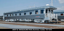 Load image into Gallery viewer, HO Brass TCY - The Coach Yard  No. 1475 BNSF - Burlington Northern Santa Fe "Snoqualmie Pass" 3 Suites Business Car No. 62
