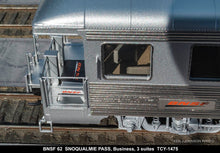 Load image into Gallery viewer, HO Brass TCY - The Coach Yard  No. 1475 BNSF - Burlington Northern Santa Fe "Snoqualmie Pass" 3 Suites Business Car No. 62

