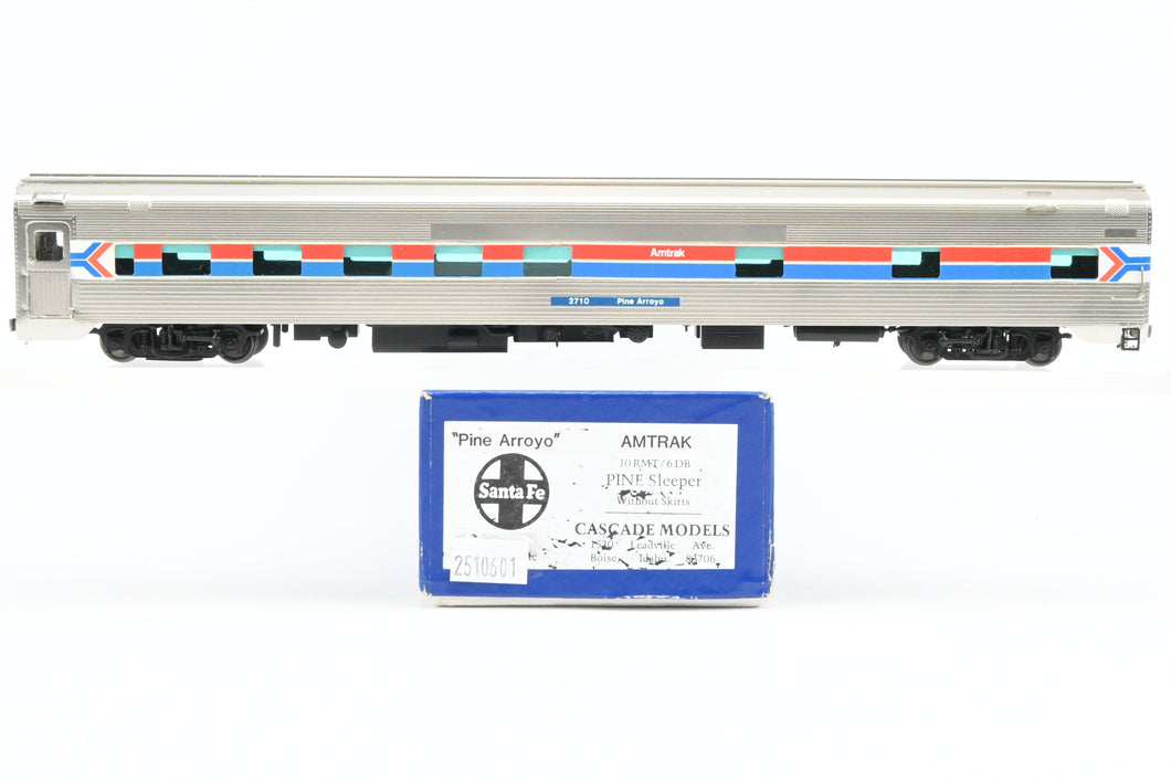 HO Brass Cascade Models Amtrak Ex. AT&SF - Santa Fe Budd Pine Series 10RMT-6DBR Sleeper w/o Skirt Pro-Painted “Pine Arroyo