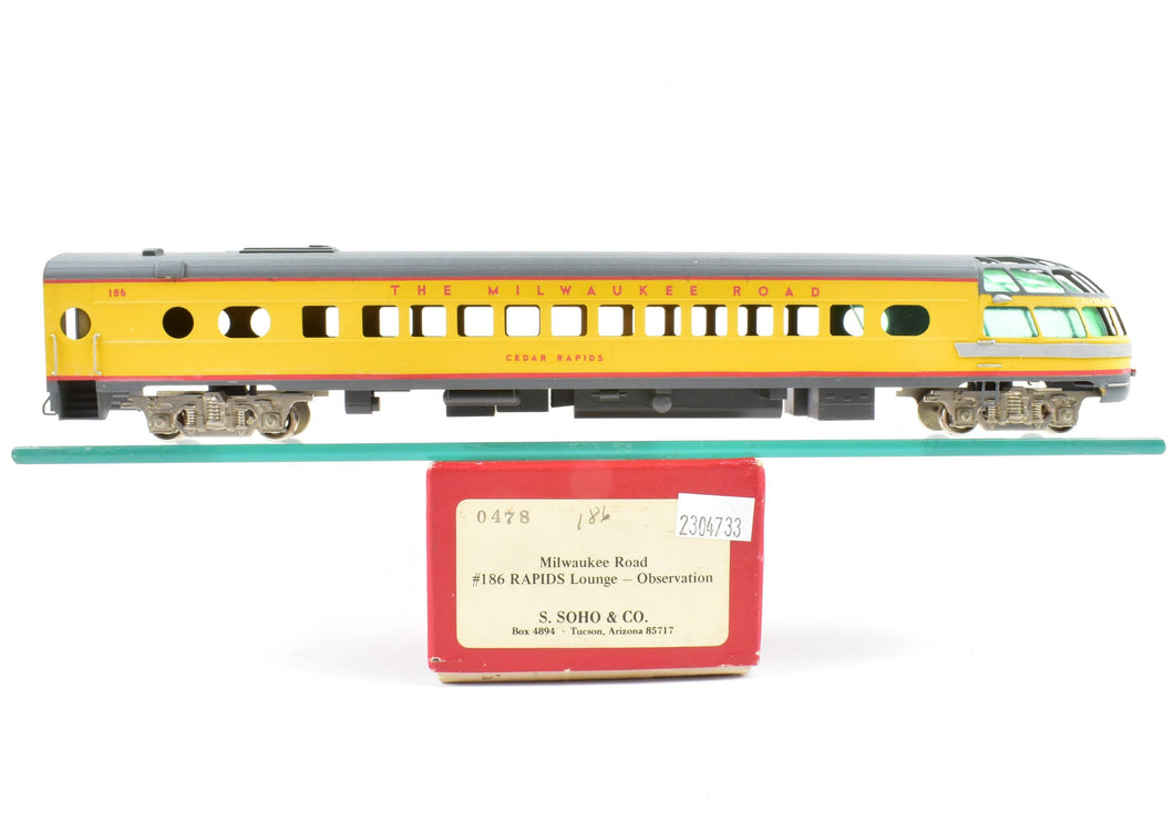 HO Brass Soho MILW - Milwaukee Road #186 Rapids Sky Top Lounge Custom Painted 