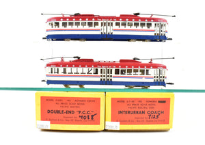 HO Brass Suydam PE - Pacific Electric Double End PCC Car Pair Custom Painted Bicentennial