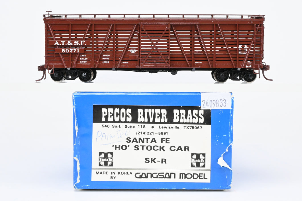 HO Brass Pecos River Brass ATSF - Santa Fe Sk-R Stock Car Custom Painted No. 60771