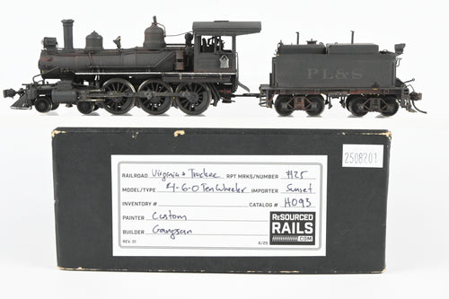HO Brass Sunset Models V&T - Virginia & Truckee 4-6-0 No. 25 Custom Painted Private Road REBOXX