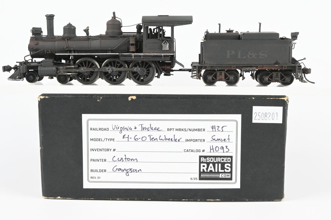 HO Brass Sunset Models V&T - Virginia & Truckee 4-6-0 No. 25 Custom Painted Private Road REBOXX