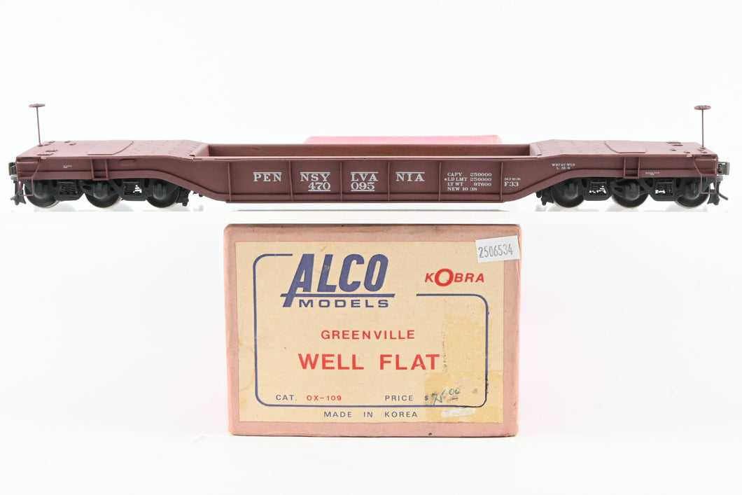 O Brass Alco Models PRR - Pennsylvania Railroad F33 Greenville Well Flat Custom Painted & Weathered No. 470095