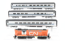 Load image into Gallery viewer, HO CON Rapido Trains, Inc. CNR – Canadian National Railwa Via Rail Tempo Train w/ Two Extra Cars FP
