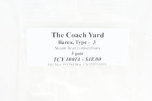 Load image into Gallery viewer, HO Brass TCY - The Coach Yard TCY-10014 Various Roads Barco Type 3 Steam Heat Connections 5-Pair MULTIPLE SETS AVAILABLE
