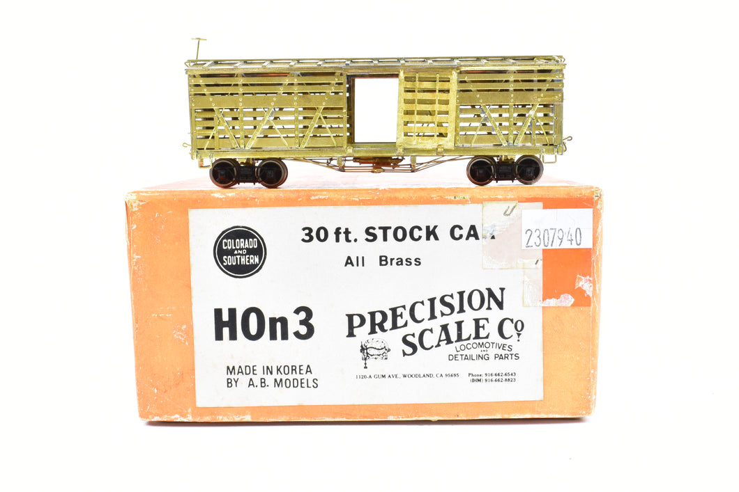 HOn3 Brass PSC - Precision Scale Co. C&S - Colorado & Southern or RGS - Rio Grande Southern 30' Stock Car