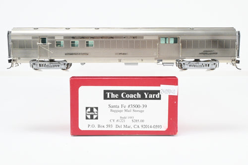 HO Brass TCY - The Coach Yard #1221 ATSF - Santa Fe 1953 Budd Lightweight Baggage - Mail Storage Car