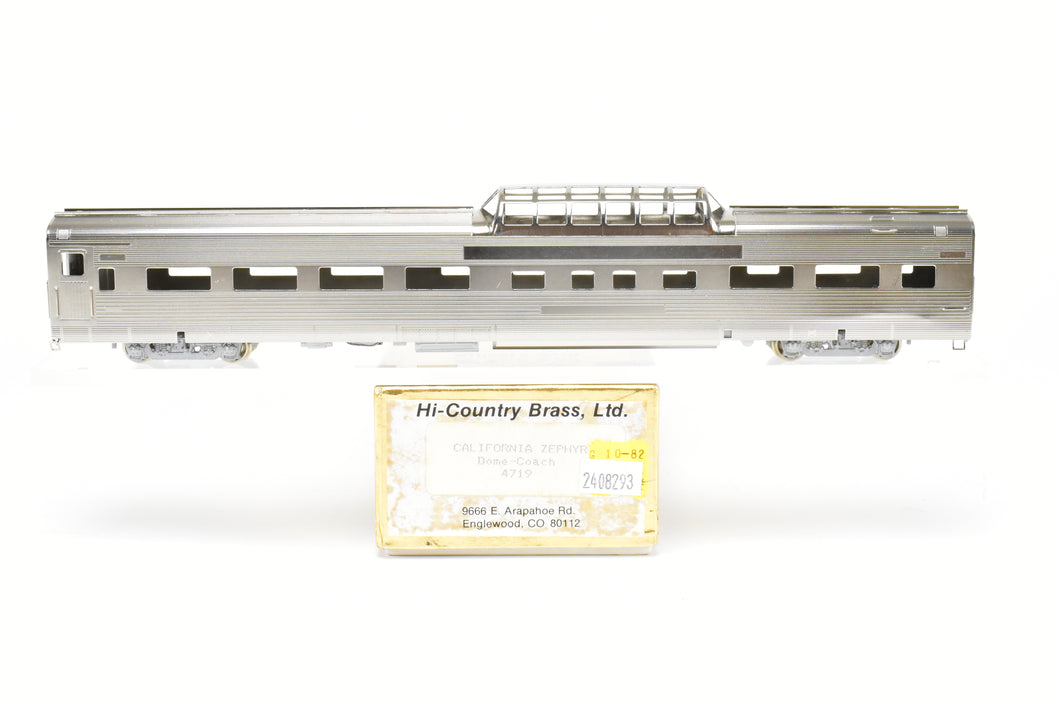 HO Brass Hi-Country Brass California Zephyr Dome-Coach CB&Q,WP& D&RGW Plated With Conductors Window
