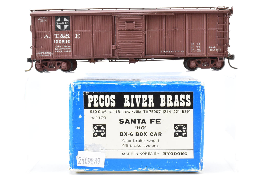 HO Brass Pecos River Brass ATSF - Santa Fe Bx-6 Boxcar Without Panels w/Ajax Brake Wheel and AB Brake System CP #120530