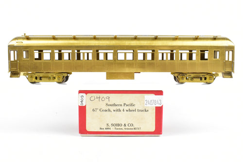 HO Brass Soho SP - Southern Pacific  67' Coach with 4 Wheel Trucks Original Version Unpainted