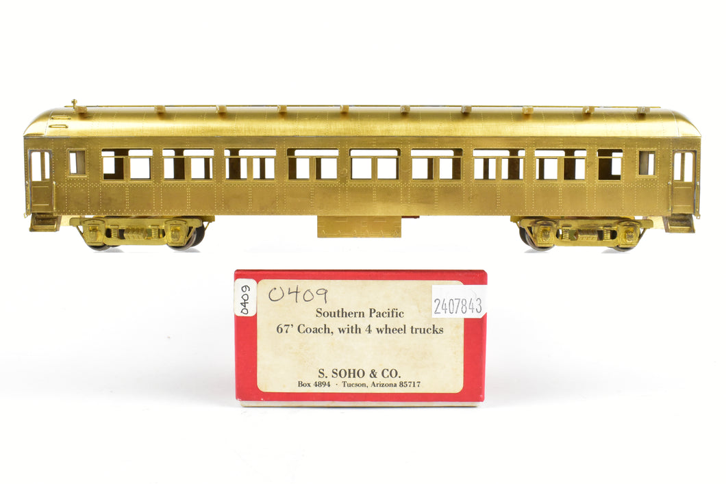 HO Brass Soho SP - Southern Pacific  67' Coach with 4 Wheel Trucks Original Version Unpainted