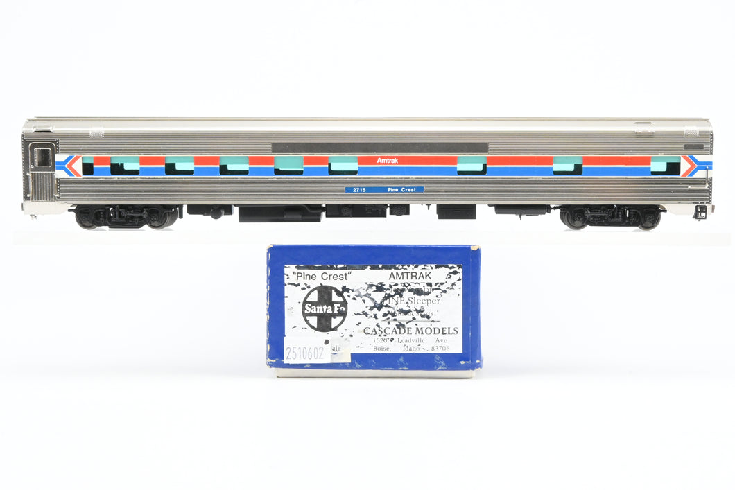 HO Brass Cascade Models Amtrak Ex. AT&SF - Santa Fe Budd Pine Series 10RMT-6DBR Sleeper w/o Skirt Pro-Painted “Pine Crest