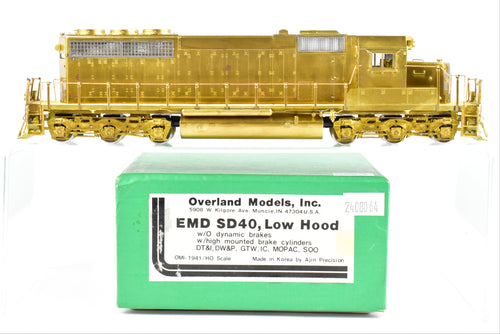 HO Brass OMI - Overland Models Inc. Various Roads EMD SD40 W/O Dynamic Brakes, W/ High Mounted Brake Cylinders