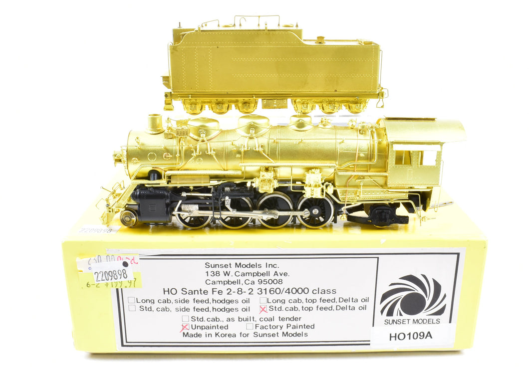 HO Brass Sunset Models ATSF - Santa Fe 3160/4000 Class 2-8-2 Mikado Unpainted