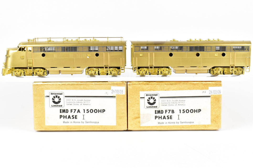 HO Brass Oriental Limited PRR - Pennsylvania Railroad EMD F7A/F7B Phase I Set 1500 HP Each