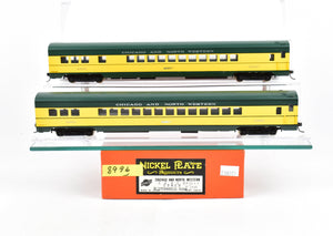 HO Brass NPP - Nickel Plate Products C&NW - Chicago & Northwestern 2-Car Coach Set Pro-Painted