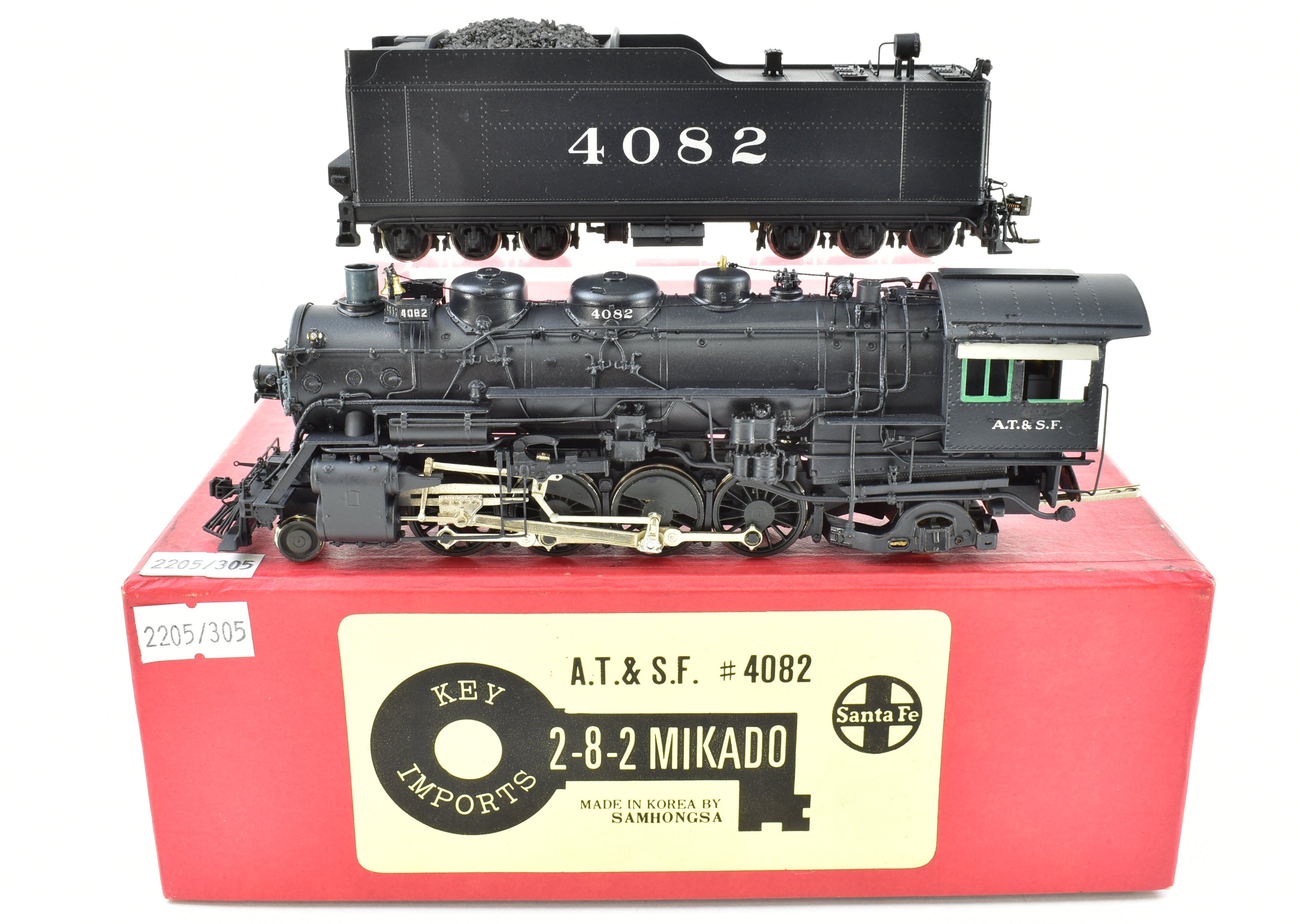HO Brass CON Key Imports ATSF - Santa Fe 2-8-2 Mikado Pro Painted