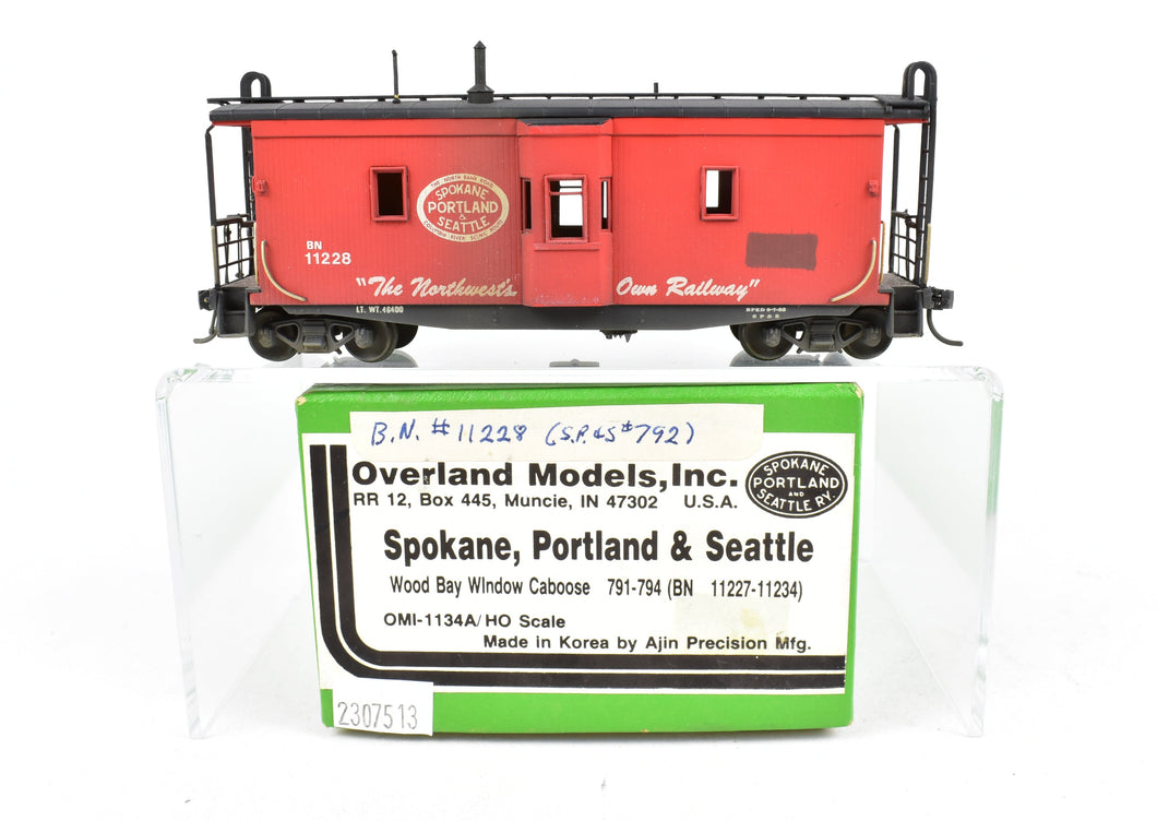 HO Brass OMI - Overland Models, Inc. SP&S - Spokane Portland & Seattle Wood Bay Window Caboose CP BN - Burlington Northern #11228