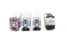 Load image into Gallery viewer, N Athearn Caltrain EMD F59PHI, Two Kato Coaches Coaches and One Kato Control Car Custom Painted. NO BOX
