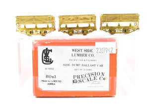 HOn3 Brass PSC - Precision Scale Co. RGS - West Side lumber Co. PC&F Side Dump Ballast Car set of 3