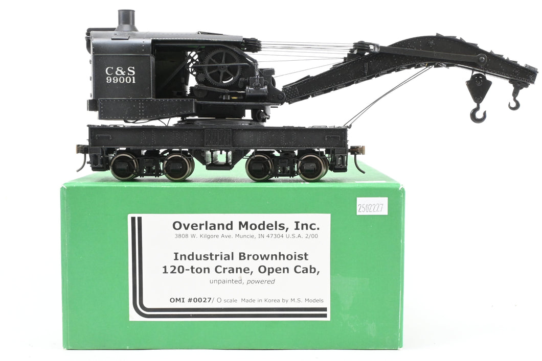 O Brass OMI - Overland Models, Inc. CB&Q - Burlington Route Industrial Brownhoist 120-Ton Crane, Open Cab, Powered Custom Painted C & S No.99001 (NOT RUNNING)