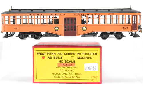HO Brass MTS Imports West Penn Railways 700 Series Interurban- As built FP #727