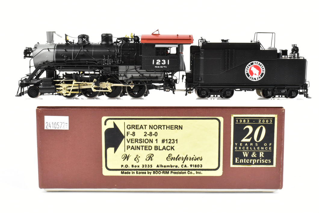 HO Brass CON W&R Enterprises GN - Great Northern F-8 2-8-0 FP Black No. 1231 Version 1