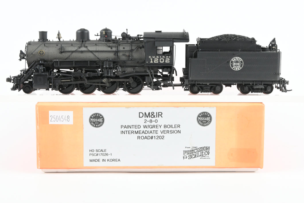 HO Brass PSC - Precision Scale Co. DM&IR 2-8-0 Intermediate Version Factory Painted  & Lightly Weathered W/Grey Boiler #1202