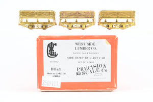 HOn3 Brass PSC - Precision Scale Co. West Side lumber Co. PC&F Side Dump Ballast Car Set of 3
