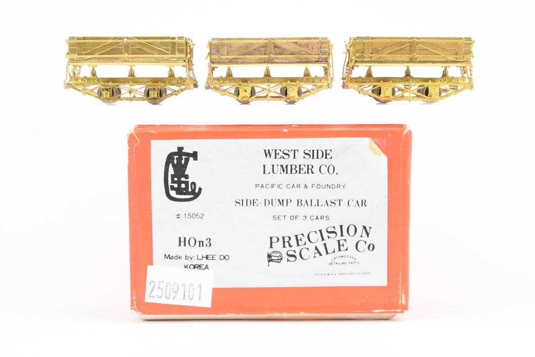 HOn3 Brass PSC - Precision Scale Co. West Side lumber Co. PC&F Side Dump Ballast Car Set of 3
