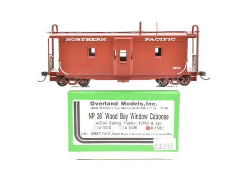 HO Brass OMI - Overland Models, Inc. NP - Northern Pacific Wood Bay Window Caboose  W/Coil Spring Trucks FP No. 1532