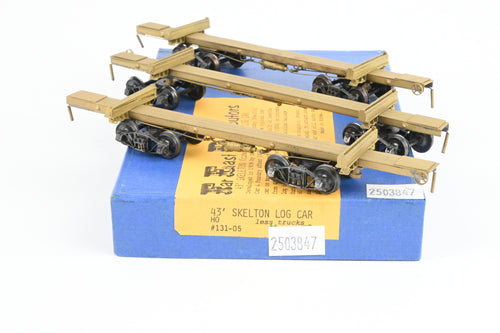 HO Brass NWSL - Northwest Short Line Various Roads 43' Skeleton Log Cars 3-Pack w/ Trucks