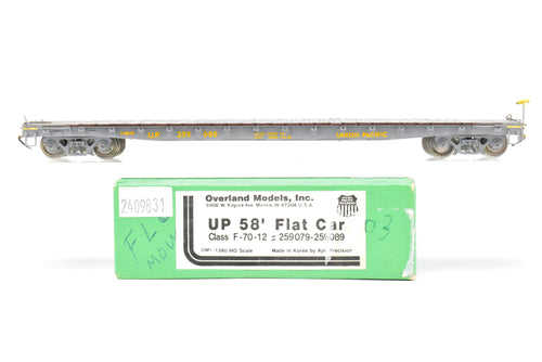 HO Brass OMI - Overland Models, Inc. UP - Union Pacific Class F-70-12 58' Flat Car CP Silver with yellow lettering #259080