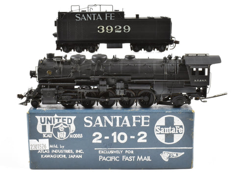 HO Brass PFM - United ATSF - Santa Fe 2-10-2 3800 Class Custom Painted No. 3929