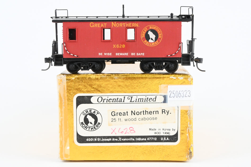 HO Brass Oriental Limited GN - Great Northern 25 Foot Yard Service Caboose Custom Painted & Weathered WRONG BOX