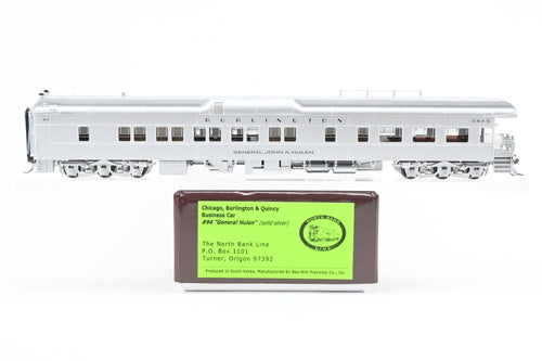 HO NEW Brass NBL - North Bank Line CB&Q - Burlington Route Business Car #95 “General John.A. Hulen” in Solid Silver