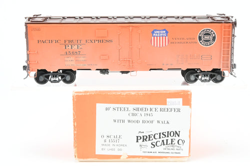 O Brass PSC - Precision Scale Co. PFE - Pacific Fruit Express 40’ Steel Reefer with Wood Roof Walk Circa 1945 CP No. 45867