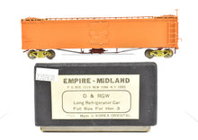 Load image into Gallery viewer, HOn3 Brass Empire Midland D&amp;RGW - Denver &amp; Rio Grande Western Long Refrigerator Car
